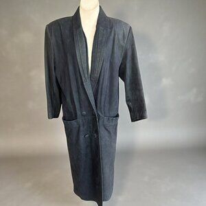 G III Global Identity Blue Vintage Double Breasted Maxi Trench Coat Size Medium